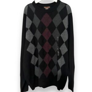 Dockers NWOT Men’s Black, Grey, Wine Argyle Acrylic Sweater Size Large